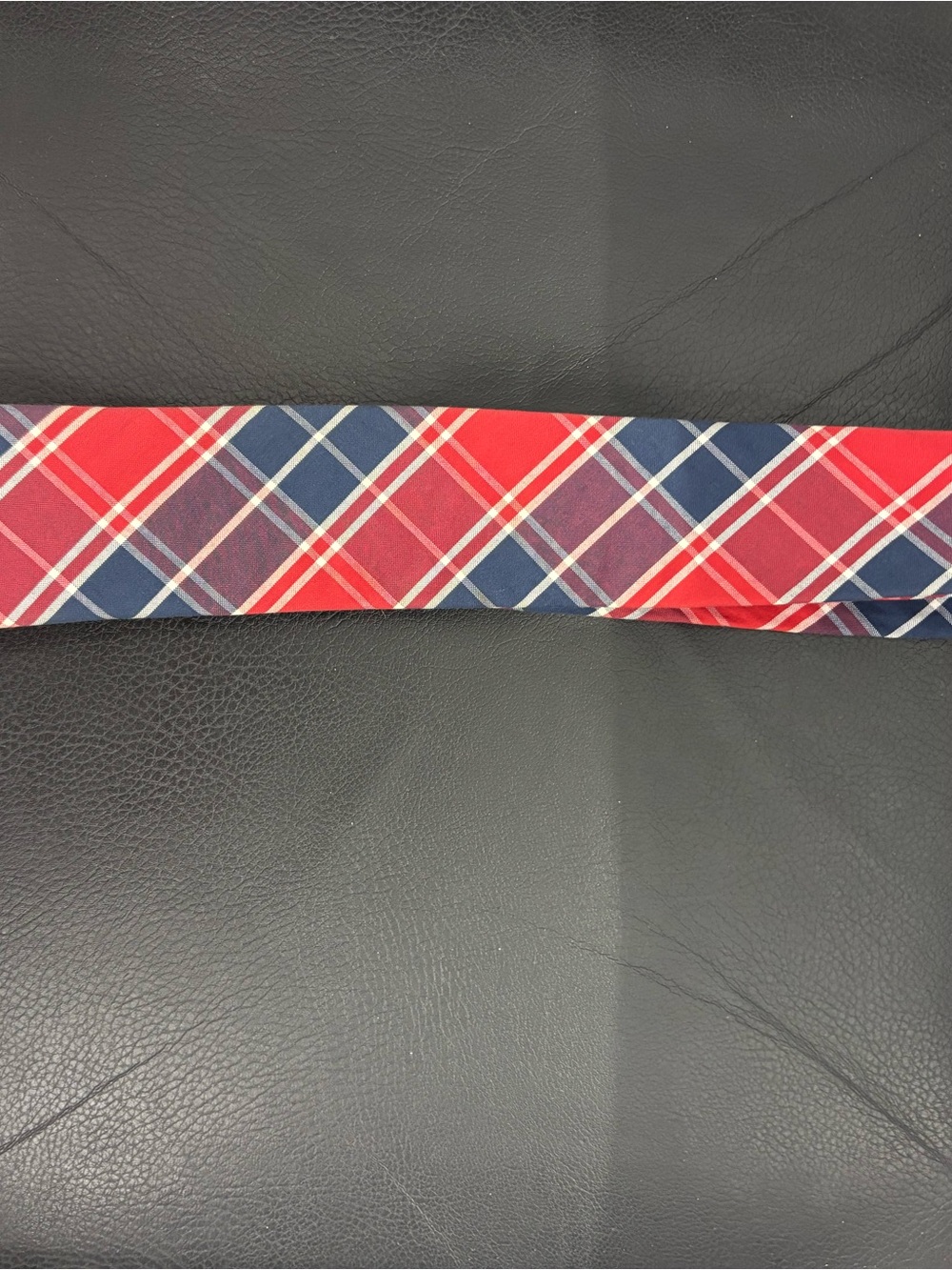 J. Crew Red and Navy Plaid Men's Tie